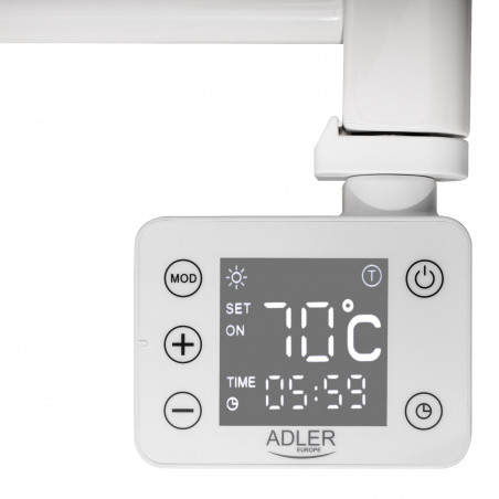 Calorifer pentru baie Adler AD 7824, 600W, 13 elementi, Panou de control LED, IP24, Alb