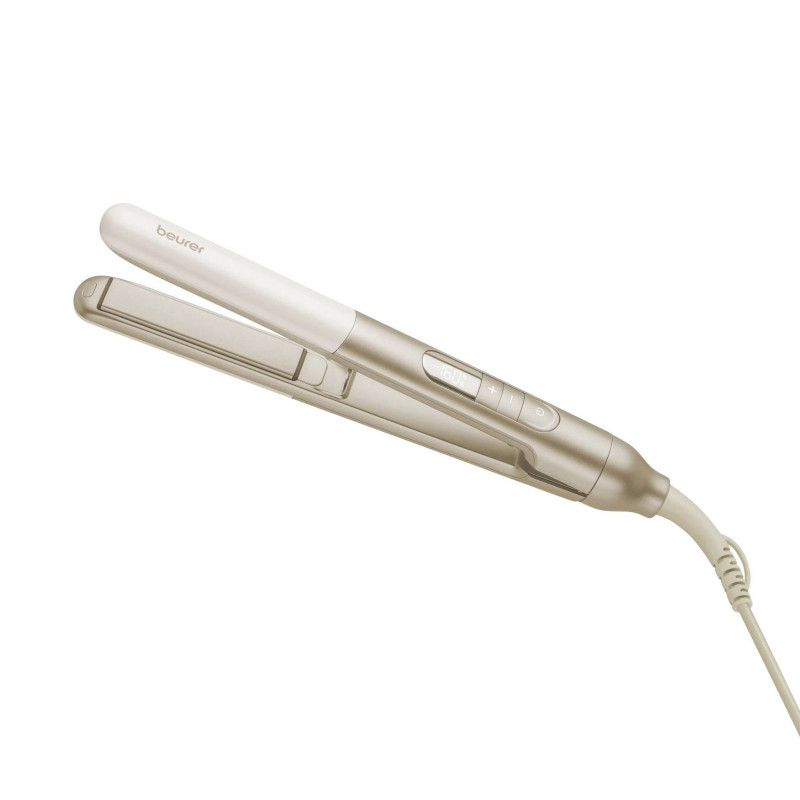 Placa pentru indreptat parul Beurer HS 70, 43W, Acoperire ceramica, Ionizare, 100-220°C, Afisaj LED, Bej