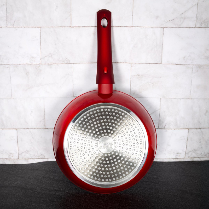 Set de oale si tigai Royalty Line FD10, 10 piese, Aluminiu turnat, Acoperire din marmura Greblon, Inductie, Rosu