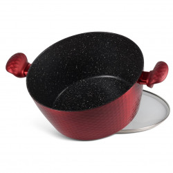 Set de oale si tigai Royalty Line FD10, 10 piese, Aluminiu turnat, Acoperire din marmura Greblon, Inductie, Rosu