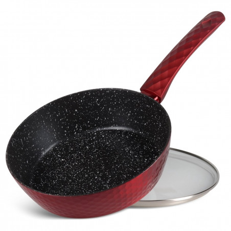 Set de oale si tigai Royalty Line FD10, 10 piese, Aluminiu turnat, Acoperire din marmura Greblon, Inductie, Rosu