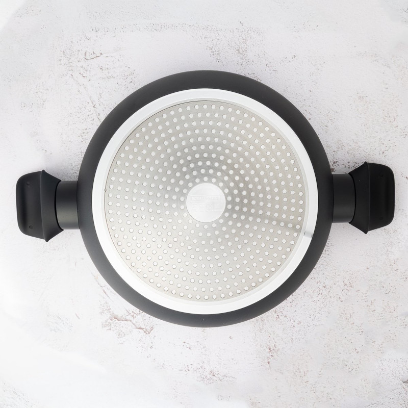 Set oale si tigai Royalty Line FD10, 10 piese, Aluminiu turnat, Acoperire din marmura Greblon, Inductie, Negru