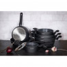 Set oale si tigai Royalty Line FD10, 10 piese, Aluminiu turnat, Acoperire din marmura Greblon, Inductie, Negru