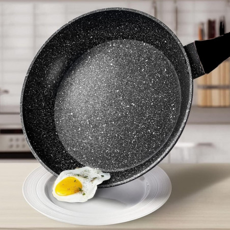 Set oale si tigai Royalty Line FD10, 10 piese, Aluminiu turnat, Acoperire din marmura Greblon, Inductie, Negru