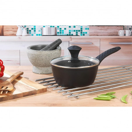 Set oale si tigai Royalty Line FD10, 10 piese, Aluminiu turnat, Acoperire din marmura Greblon, Inductie, Negru