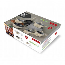 Set de oale si tigai Royalty Line FD10, 10 piese, Aluminiu turnat, Acoperire din marmura Greblon, Inductie, Bej