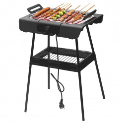 Gratar electric Royalty Line RL-SBGT2000, 2000W, 38x28 cm, Suport pliabil, 200°C, Termostat, Tava de scurgere, Negru