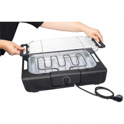 Gratar electric Royalty Line RL-SBGT2000, 2000W, 38x28 cm, Suport pliabil, 200°C, Termostat, Tava de scurgere, Negru