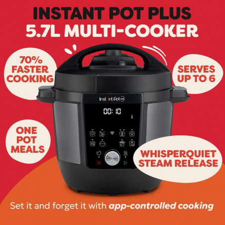 Instant Pot Plus 60 WiFi, 1000W, 5.7 l, 9 programe, control WiFi, ecran LCD, oțel inoxidabil, negru