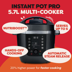 Multicooker Instant Pot Pro Max 60 WiFi, 1200W, 5.7 L, 10 programe, Nutriboost, control WiFi, afișaj LCD, oțel inoxidabil, negru