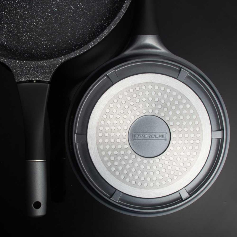 Set oale si tigai Royalty Line RL-ES1014M, Aluminiu turnat, 14 piese, Acoperire marmura, Argintiu