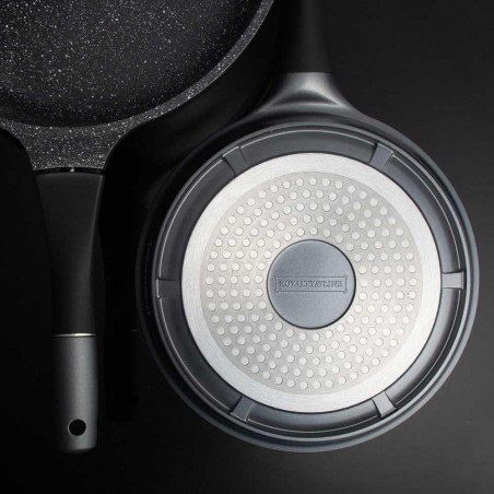 Set oale si tigai Royalty Line RL-ES1014M, Aluminiu turnat, 14 piese, Acoperire marmura, Argintiu