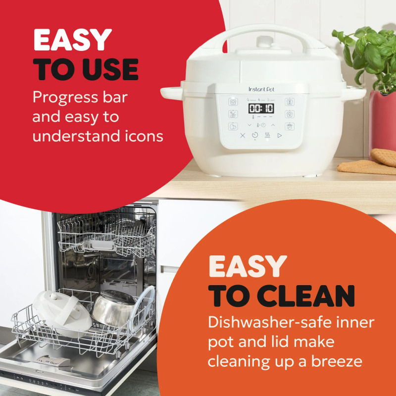 Multicooker Instant Pot Classic Mini 140800801, 800W, 3.8 l, 7 programe, Afisaj LCD, Otel inoxidabil, Alb