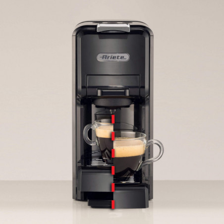 Espressor pentru cafea macinata si capsule 4in1 Ariete 1304/11, 1350W, 19 bar, 0.7 l, Oprire automata, Bază reglabila, Negru