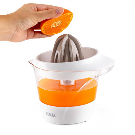 Presă pentru citrice Muhler MJ-2505, 25W, 0,5 l, mișcare bidirecțională, 2 conuri, alb