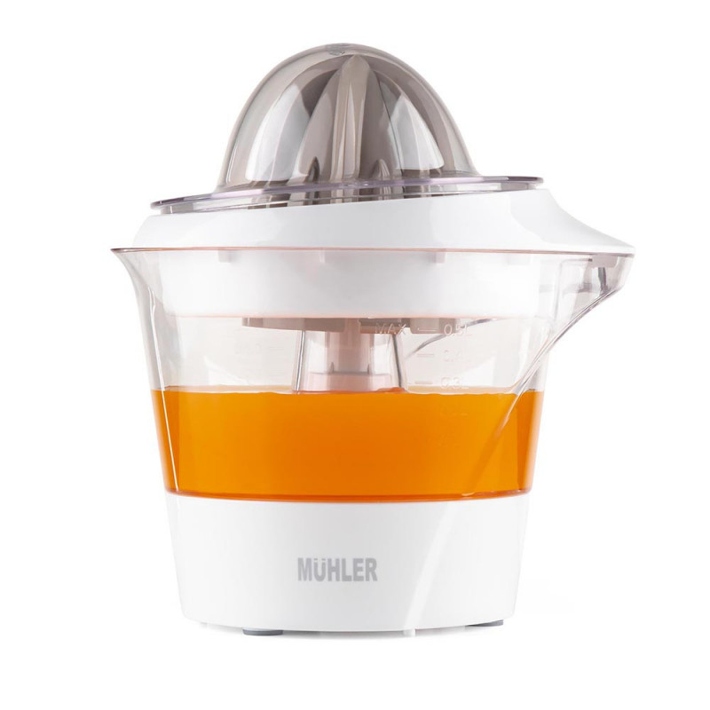 Presă pentru citrice Muhler MJ-2505, 25W, 0,5 l, mișcare bidirecțională, 2 conuri, alb