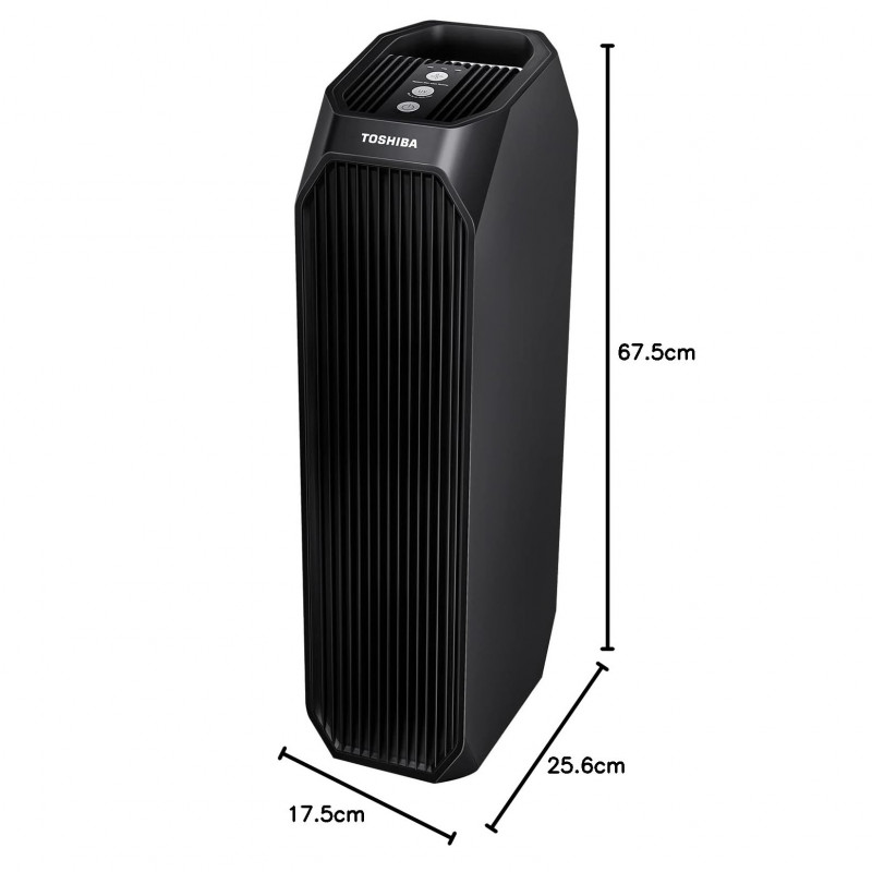 Purificator de aer Toshiba CAF-Z45FR, 20 m², 54 W, 228 m³/h, 3 moduri, Ionizare, HEPA, 32 dB, Negru