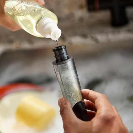 Perie de spalat vase cu dozator Joseph Joseph SinkTech 6500018, Cap inlocuibil, Gri