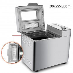 Nictemaw Baking Master, 550W, 25 programe, 3 trepte, 500/750/900g, LCD, Start întârziat 13h, Distribuitor automat, Argint