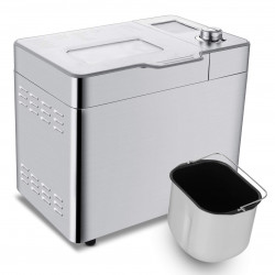 Nictemaw Baking Master, 550W, 25 programe, 3 trepte, 500/750/900g, LCD, Start întârziat 13h, Distribuitor automat, Argint