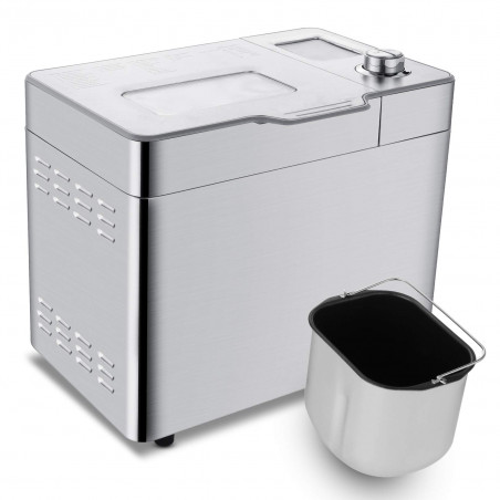 Nictemaw Baking Master, 550W, 25 programe, 3 trepte, 500/750/900g, LCD, Start întârziat 13h, Distribuitor automat, Argint