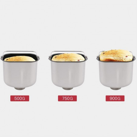 Nictemaw Baking Master, 550W, 25 programe, 3 trepte, 500/750/900g, LCD, Start întârziat 13h, Distribuitor automat, Argint