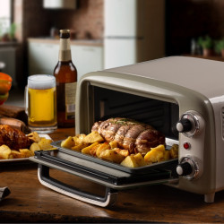 Cuptor electric Ariete VINTAGE 3919/03, 800W, 10 l, 3 moduri, Pana la 230°C, Geam termopan dublu, Timer 60 min, Bej