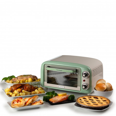 Cuptor electric Ariete VINTAGE 3919/04, 800W, 10 l, 3 moduri, Pana la 230°C, Geam termopan dublu, Timer 60 min, Verde