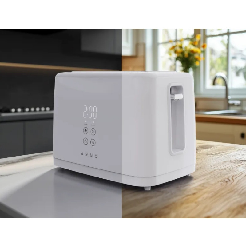 Prăjitor de pâine AENO ATS0002W, 930 W, 7 trepte, comandă tactilă, temporizator invers, protecție împotriva blocării, silențios, alb