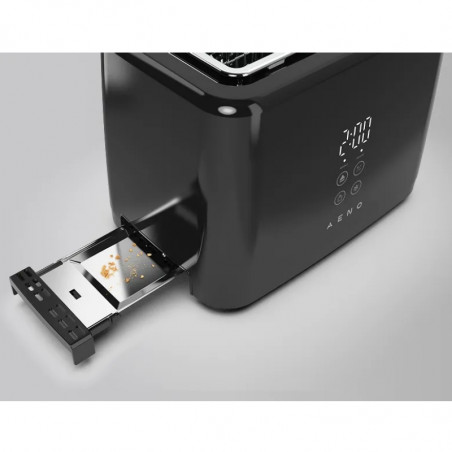 Prăjitor de pâine AENO ATS0002B, 930 W, 7 trepte, comandă tactilă, temporizator invers, protecție împotriva blocării, silențios, negru