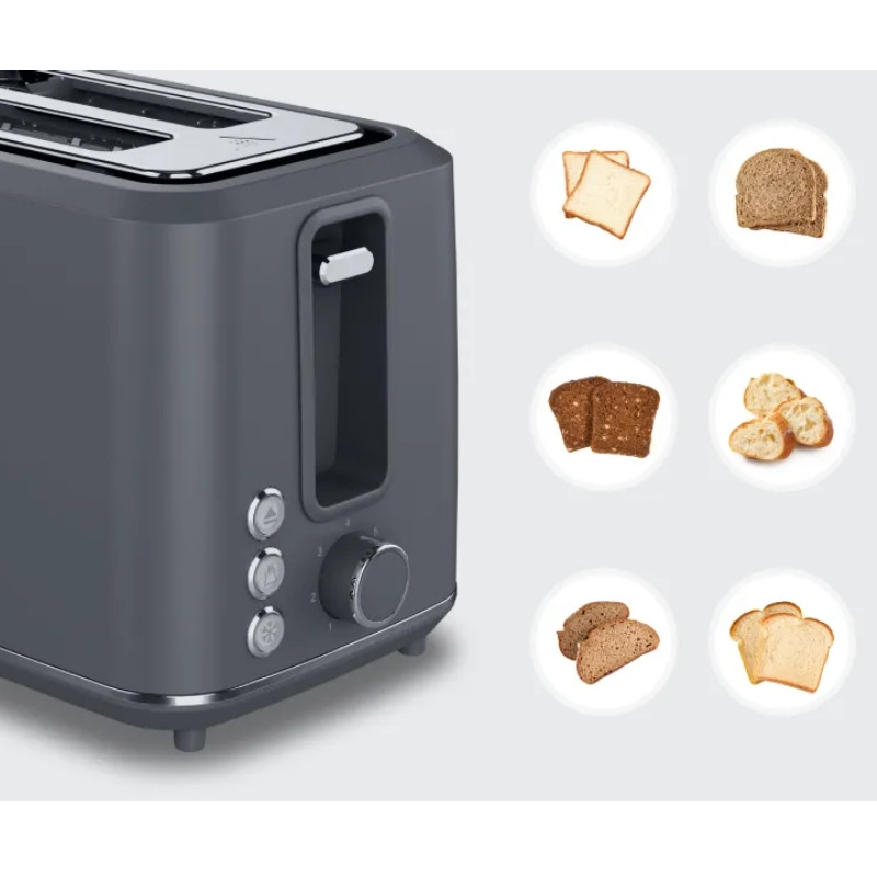 Prajitor de paine AENO ATS0001G, 930W, 7 trepte, Control tactil, Timer invers, Protectie blocare felie, Silentios, Gri