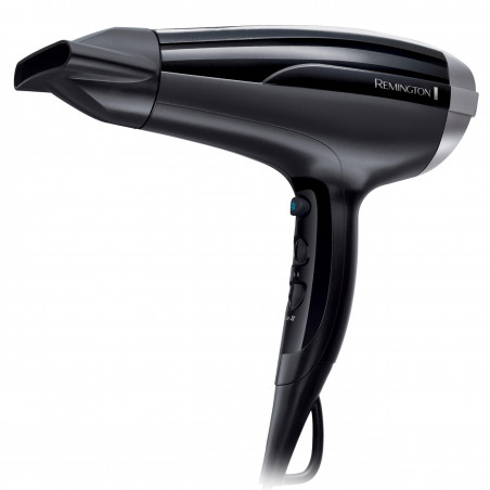 Uscator de par Remington D5215 Pro Air Shine, 2300W, 2 viteze, 3 trepte, Sistem ionic, 85 km/h, Grila ceramica, Negru
