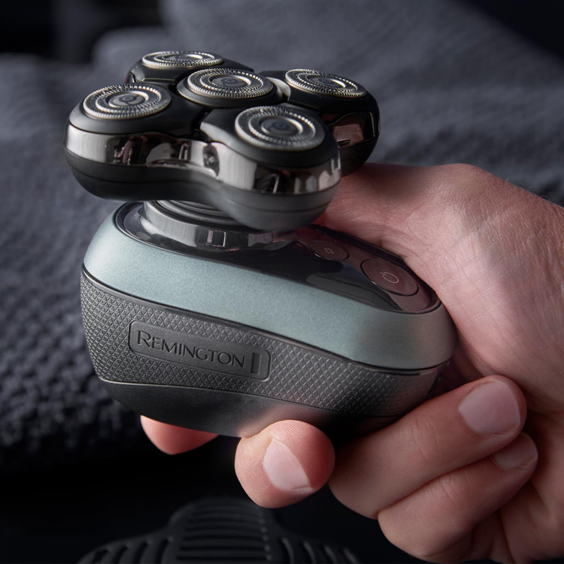 Aparat de ras pentru cap Remington RX7 XR1600 Ultimate Series, Autonomie 60 min, Impermeabil, Cap detasabil, Turbo, Lame din otel, Indicatoare, Negru/Verde