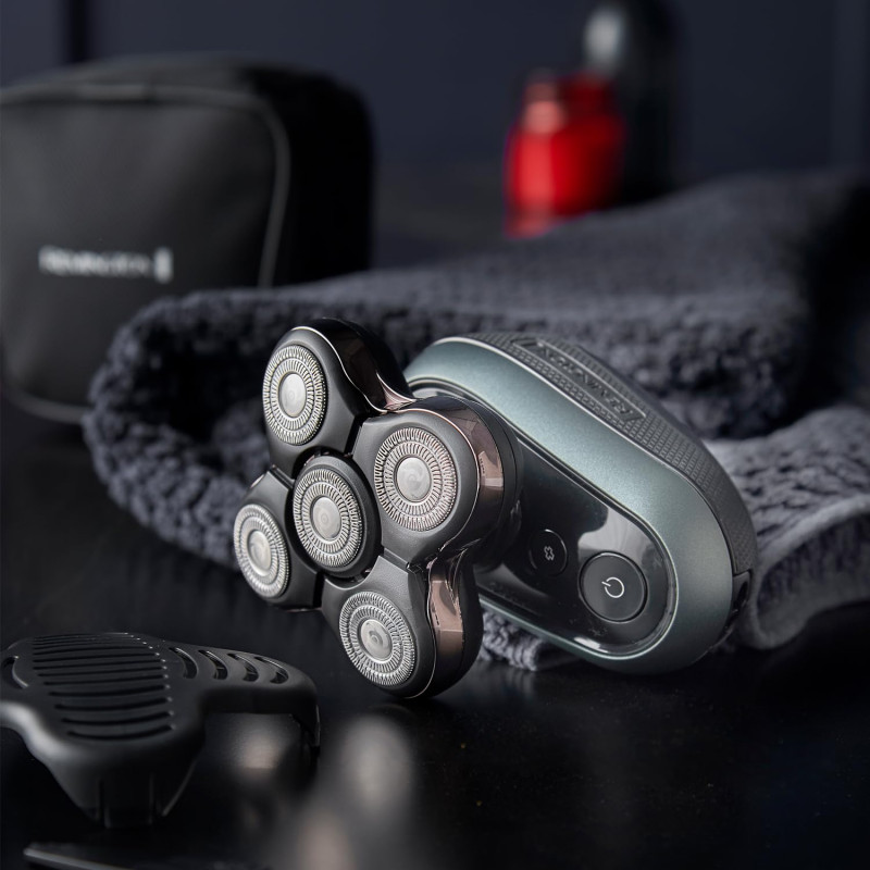 Aparat de ras pentru cap Remington RX7 XR1600 Ultimate Series, Autonomie 60 min, Impermeabil, Cap detasabil, Turbo, Lame din otel, Indicatoare, Negru/Verde