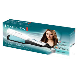 Placa pentru par Remington S8550 Shine Therapy, Acoperire ceramica cu ulei de argan + vitamina E, 235°C, 10 setari, Temp Boost, Blocare, Incalzire rapida, Alb/Negru