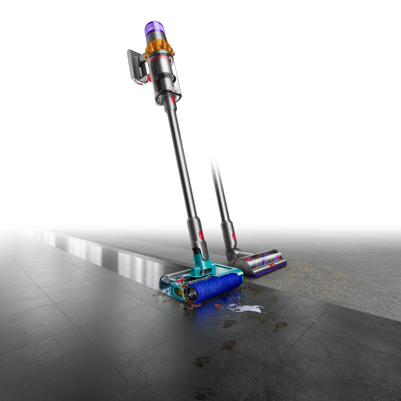 Aspirator vertical Dyson V15S Detect Submarine 448798-01, 660W, 0.77 l, 60 min autonomie, Senzori, 4 moduri, LCD, Gri / Albastru