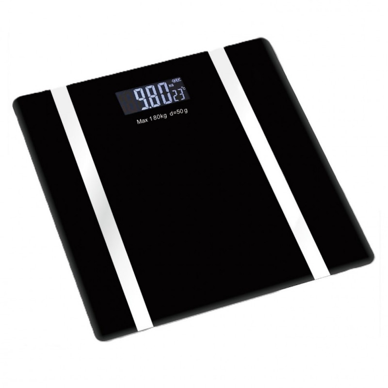 Cântar digital Rosberg R51650I, până la 180 kg, Bluetooth, Afișaj LCD, 17 funcții, Auto shut-off, Negru