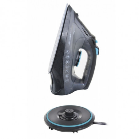 Fier de calcat fara fir Esperanza EHI010, 2600W, Placa ceramica, 300 ml, Uscat + abur, Autocurstare, Calcare verticala, Negru