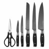 Set cutite cu suport Ninja Foodi StaySharp K32006EU, 6 piese, Otel forjat, Mаner ergonomic, Negru/Inox