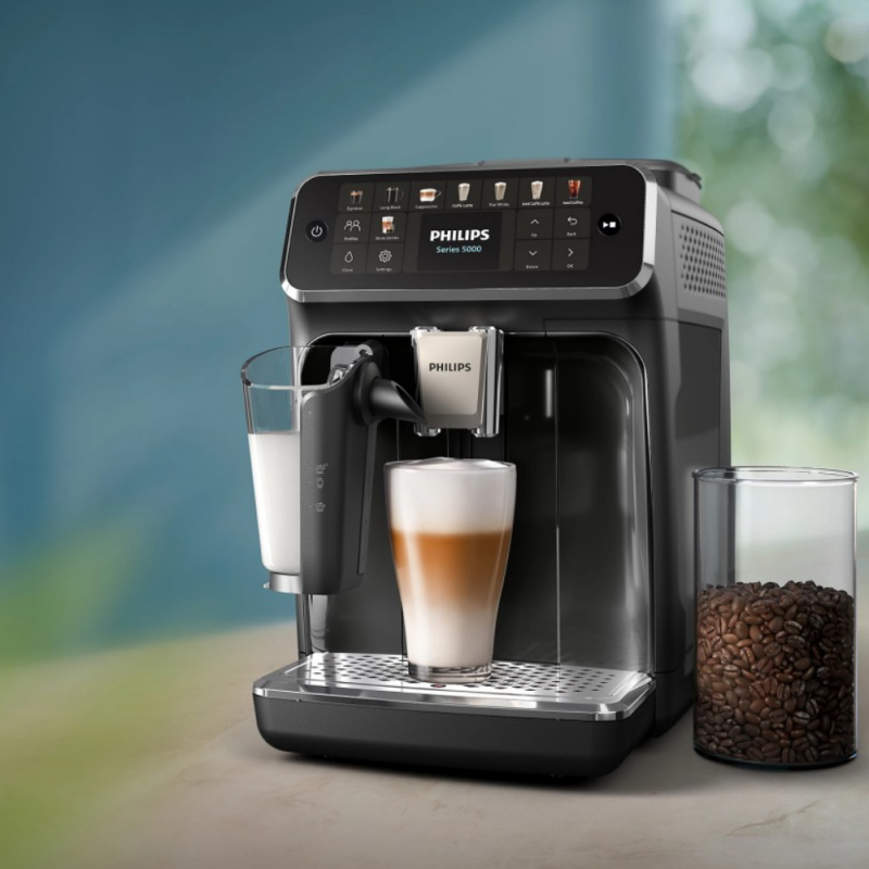 Mașină de cafea Philips EP5541/50 5500 Latte Go, 1500W, 15 bar, 1,8 l, 3 temp, Ceramichna melachka cu 12 niva, TFT, AquaClean, SilentBrew, AromaExtract, ExtraShot, Cernen