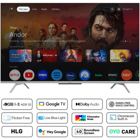 Smart televizor METZ blue 50MUD7000, 50", 126cm, 3840x2160 4K UHD, Direct LED, HDR10/HLG, Dolby Digital/+, Bluetooth, Wi-Fi, Negru/Gri