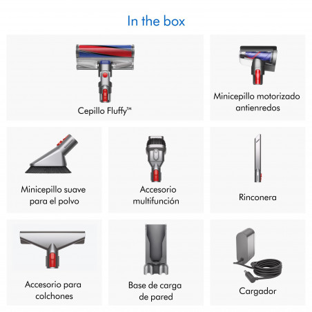 Dyson V11 Fluffy 476550-01 2in1, 185AW, 0.54 litri, 125 000 rpm, Autonomie 60 min, 3 moduri, LCD, Nichel/negru.