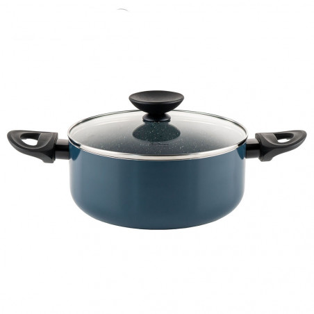 Cratiță Luigi Ferrero Prima FR-2244, 22x9.5 cm, 3.1 l, Acoperire neaderentă din marmură, Capac din sticlă cu gaură pentru abur, Inducție, Albastru închis