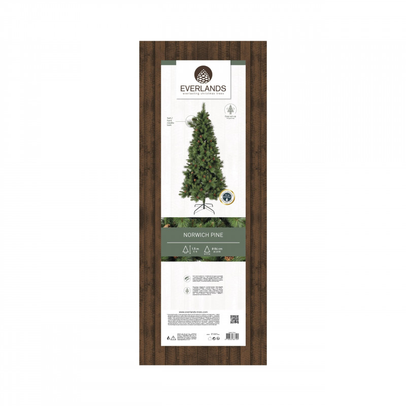Everlands Norwich Pine, 150 cm, 446 ramuri, Suport metalic, Verde