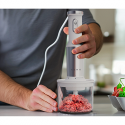 Blender, tocător și mixer 3in1 AENO AHB0004W, 1200W, 0,5 l, 18 trepte, Turbo, motor DC, alb/inox