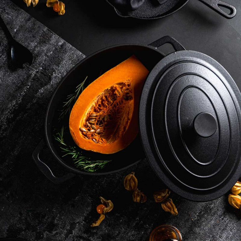 Muhler Tika MR-4133CI prăjitor din fontă cu capac, 41x25x11cm, 5.1 l, inducție, negru