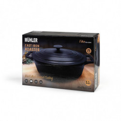 Muhler Tika MR-4133CI prăjitor din fontă cu capac, 41x25x11cm, 5.1 l, inducție, negru