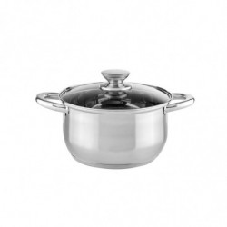 Set de oale Muhler MR-1242, 12 piese, Otel inoxidabil, Fund in trei straturi, Manere reci, Capace din sticla, Inductie, Argintiu