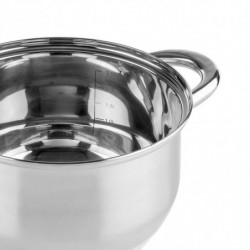 Set de oale Muhler MR-1242, 12 piese, Otel inoxidabil, Fund in trei straturi, Manere reci, Capace din sticla, Inductie, Argintiu