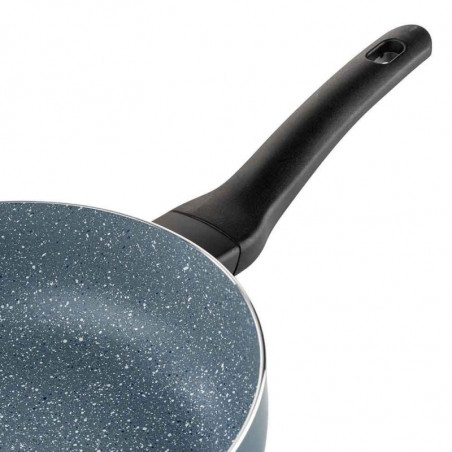 Tigaie adanca cu capac Luigi Ferrero Prima FR-2634L, 26x7.5 cm, 3.4 L, Acoperire antiaderenta cu efect de marmura, Capac sticla, Inductie, Albastru inchis